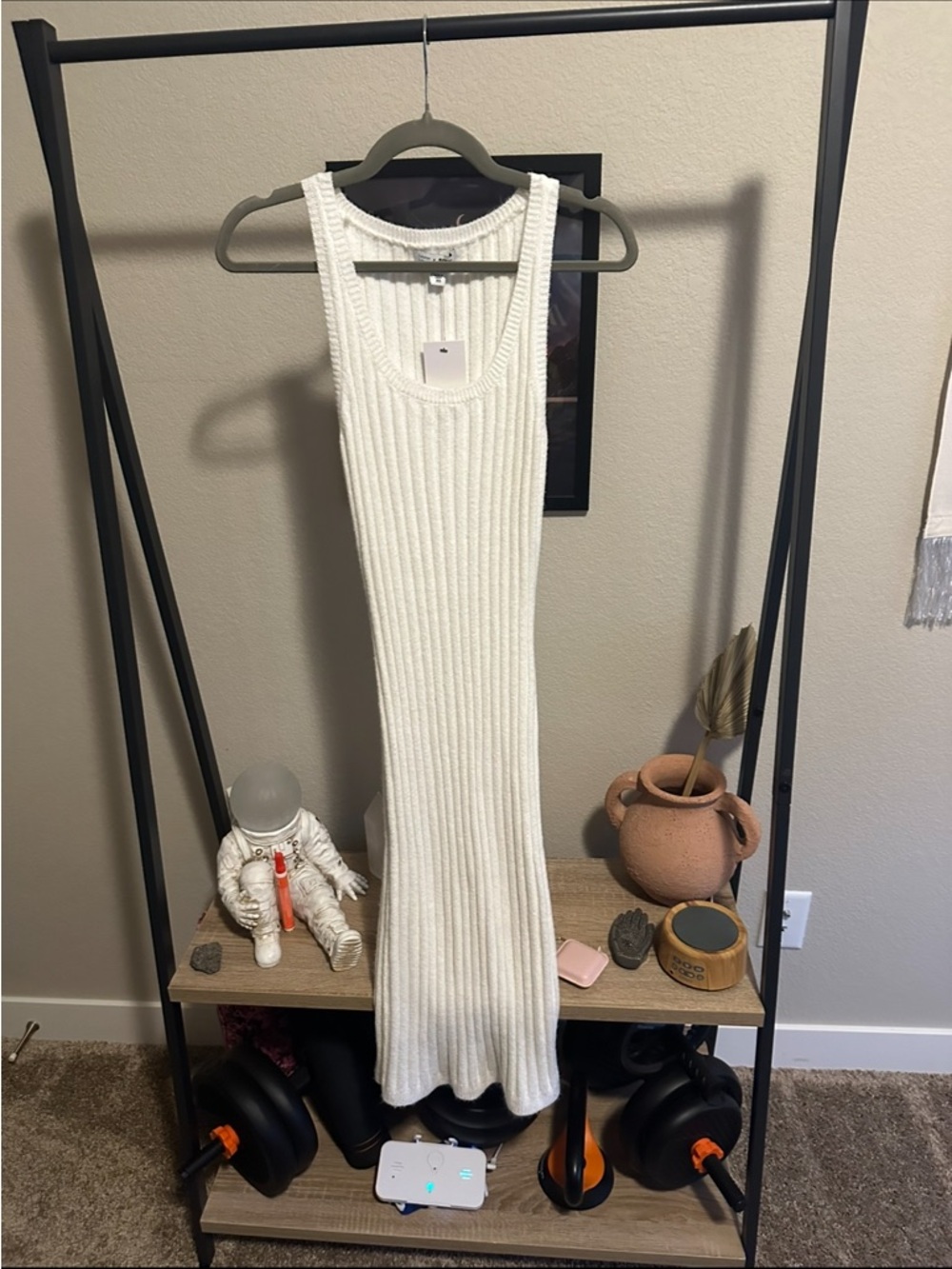 Sonoma x Lauren Lane Ivory Ribbed Knit Tank Midi Dress - Picture 5 of 5